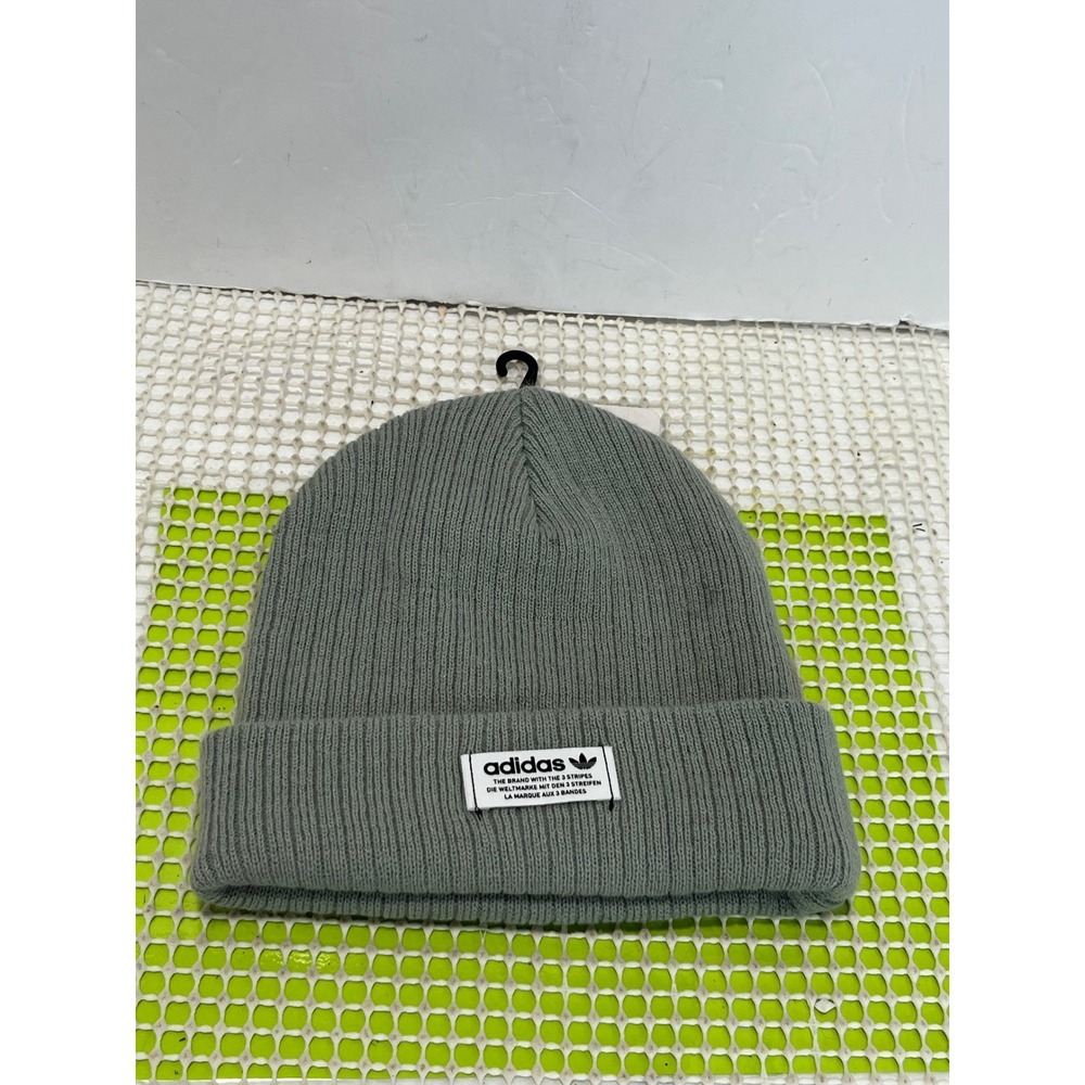 Adidas Originals Wide Rib Beanie Tactile Green Trefoil Logo Knit Hat CI4291 NEW